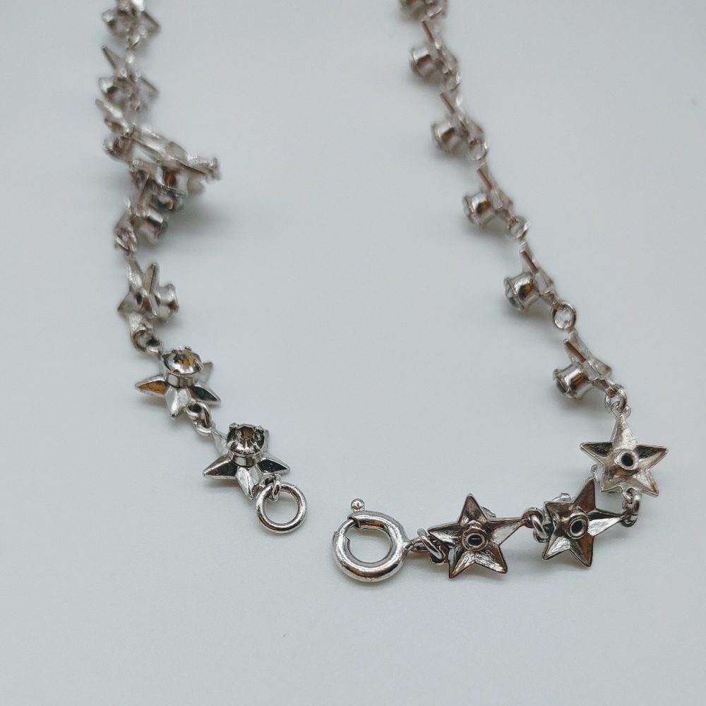 Vintage Silver Tone Rhinestone Statement Necklace - Picture 9 of 11